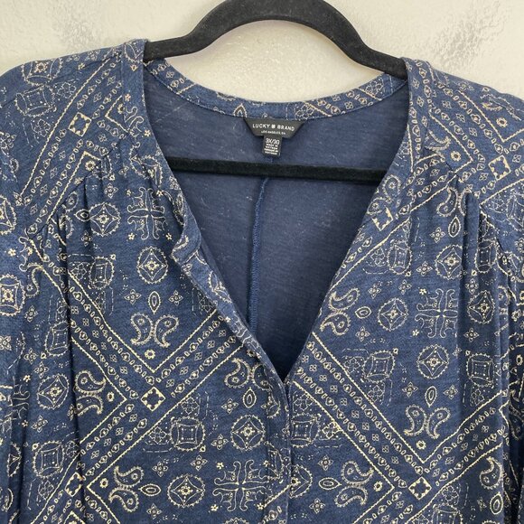 Lucky Brand Womens Plus 3X Tunic Top 3/4 Sleeve V Neck Shirt Boho - Picture 9 of 11